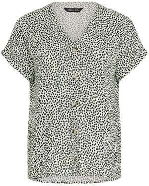 M Com Spot Short Sleeve Button Blouse - Gray