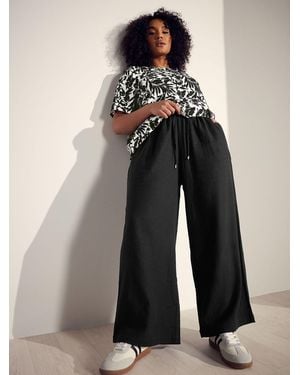 Evans Wide Leg Premium Linen Pants - Black