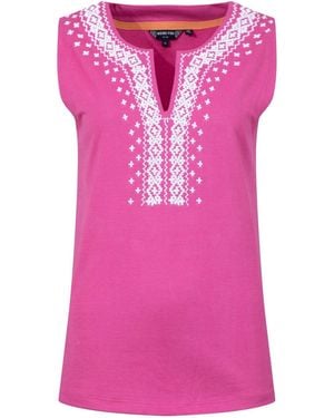 Weird Fish Tirtha Embroidered Jersey Vest - Pink
