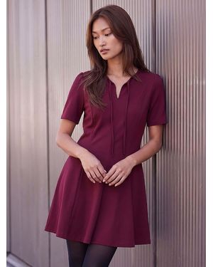 Roman Bow Detail Short Dress - Purple