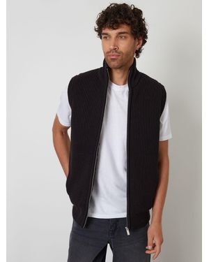 Threadbare Knitted Quilted Gilet - Black