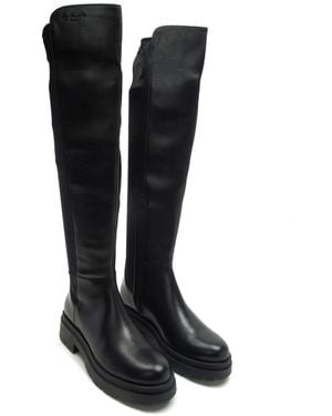 OFF THE HOOK Brixton Knee-High Leather Boots - Black