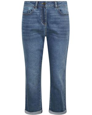 M Com Petite Petite Midwash Boyfriend Jeans - Blue