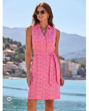 Sosandar Broderie Anglaise Shirt Dress - Pink