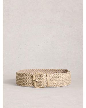 White Stuff Leather Weave Belt - Natural