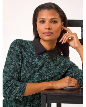 Roman Abstract Animal Print 2-In-1 Shirt - Green