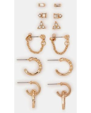 Accessorize Tone 6-Pack Pavé Hoop & Stud Earrings - White