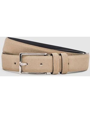 Reiss Stone Dante Suede Belt - Natural