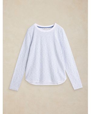 White Stuff Clara Long Sleeve Texture T-Shirt - Blue