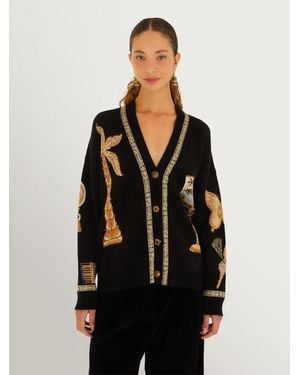 FARM Rio Vintage Souvenirs Knit Cardigan - Black