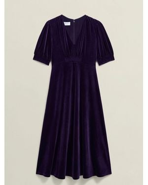 Hobbs Dormer Velvet Dress - Blue