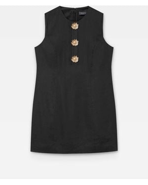 Mint Velvet Linen Statement Button Mini Dress - Black