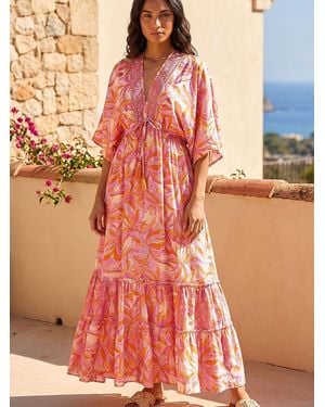 Roman Floral Boho Maxi Dress - Orange