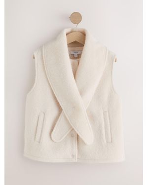 Next Ecru Scardi Cover-Up Jacket With Removable Collar/ Scarf - Natural