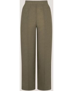 Monsoon Khaki Lucy Straight Leg Linen Pants - Green