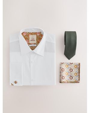 Next Ellen Merchant Regular Fit Formal Shirt And Tie Set With Pocket Sqaure And Cufflinks - Natur