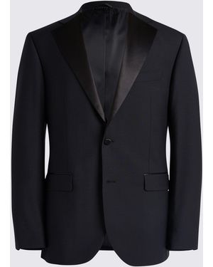 Moss Regular Fit Notch Lapel Tuxedo Jacket - Blue