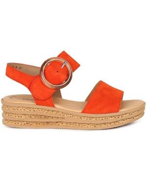 Gabor Andre Pumpkin Suede Sandals - Red