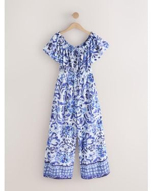 Next Off The Shoulder Jumpsuit - Blue