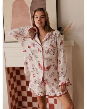 Bath & Body Works Be Mine Love Long Sleeve Shorts Set - Brown