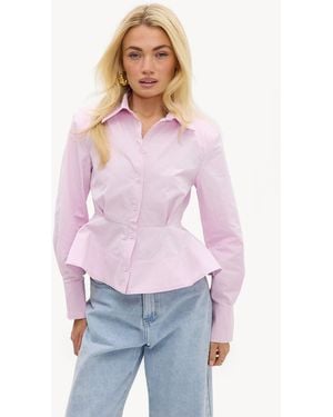Loavies Champagne Mornings Tailored Blouse With Shoulder Pads - Purple