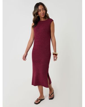Threadbare Midikleid Aus Dünnem Strickgarn - Rot