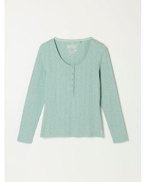 FatFace Fatface Hattie Light Henley Pointelle Top - Blue