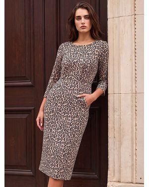 Roman Petite Animal Dress - Brown