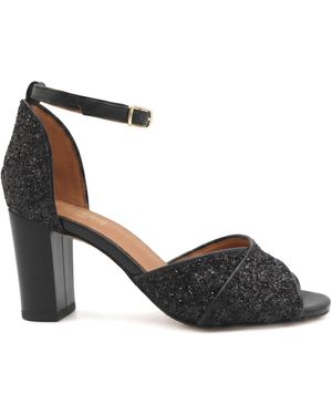 Jones Bootmaker Yasmina Leather High Block Heel Sandals - Black