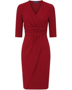 Hot Squash Ascot Mock-Wrap Dress - Rot