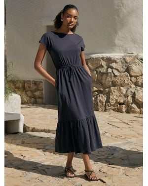 Threadbare Maxikleid Aus Baumwolljersey Mit Kordelzug - Blau