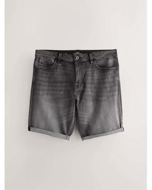 Next Straight Fit Motion Flex Denim Shorts - Gray
