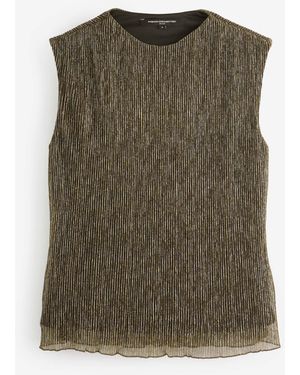 French Connection Tamy Lurex Plisse Sleeveless Top - Green
