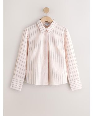 Next Fitted Stretch Essential Long Sleeve Shirt - Natural