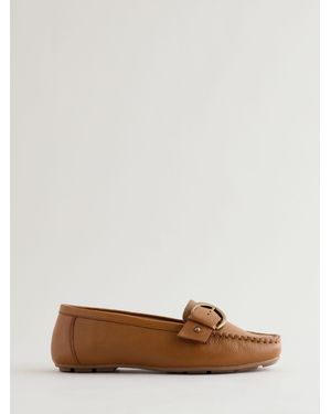 JD Williams Extra Wide Fit Leather Driving Moccasins - Brown