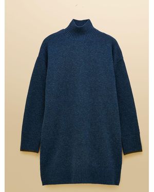 Joules High Neck Knitted Dress - Blue
