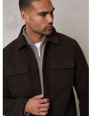 Threadbare Chocolate Brushed Button Up Shacket - Black