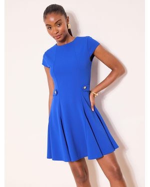 Lipsy Button Side Mini Skater Dress - Blue