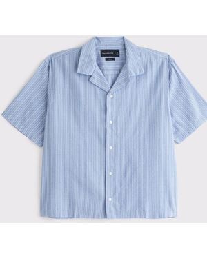 Abercrombie & Fitch Seersucker Striped Shirt - Blue