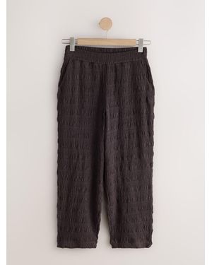 Next Chocolate Textured Barrel Leg Pants - Brown