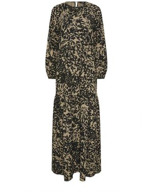 long sleeve floral chiffon dress Chiffon Floral Pleated Long Sleeve Dress
