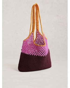 White Stuff Christe Crochet Shopper Bag - Pink