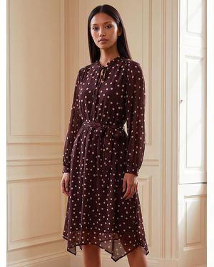 Roman Petite Spot Print Midi Dress - Brown