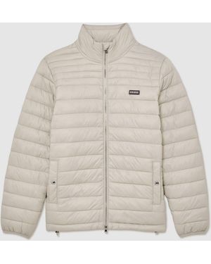 Reiss Acer - Light Stone Quilted Zip-through Jacket, M - Natural