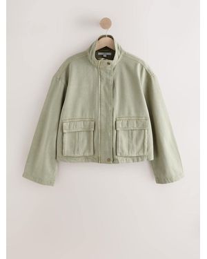 Next Funnel Neck Cotton Utility Jacket - Natural