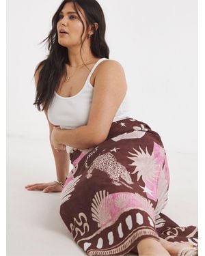 Simply Be Cheetah Print Wrap Skirt - Pink