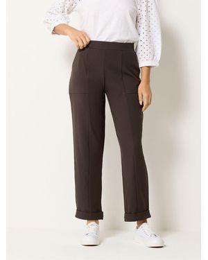 M Com Petite Carpenter Tapered Trouser - Brown
