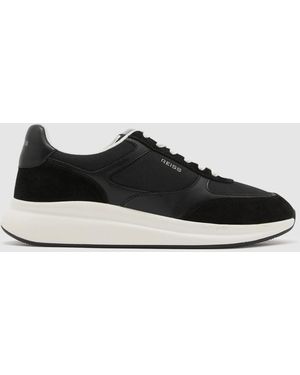 Reiss Suede-Trim Runner Sneakers - Black