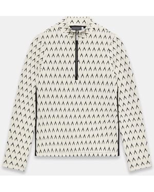 Mint Velvet Jacquard Half Zip Top - White