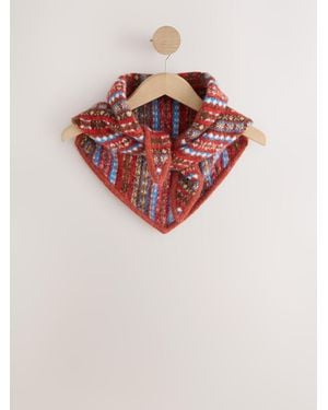 Next Multi Fairisle Triangle Knitted Scarf With Wool - Red